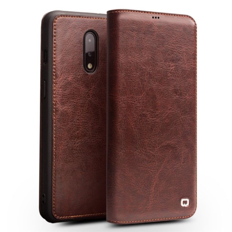 Cover voor OnePlus 7 Handgemaakt Echt Leer