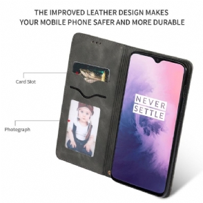 Folio-hoesje voor OnePlus 7 Zakelijk Retro Leer
