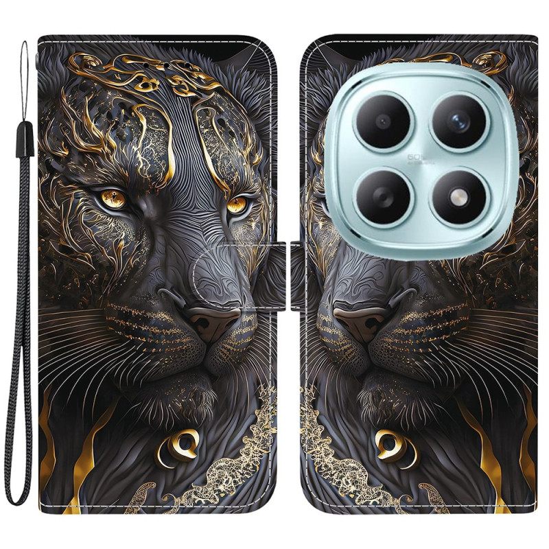 Flip Case Leren Xiaomi Redmi Note 15 5g Gouden Leeuw