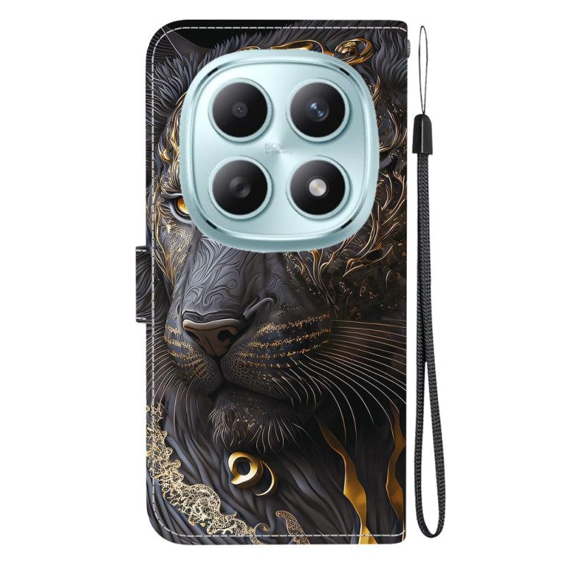 Flip Case Leren Xiaomi Redmi Note 15 5g Gouden Leeuw