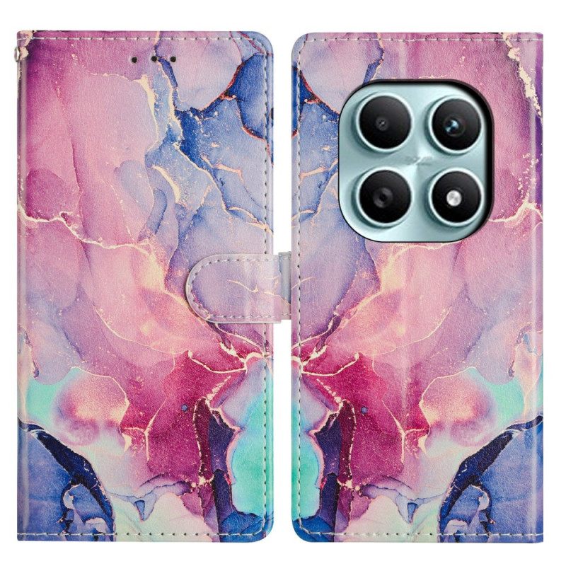 Flip Case Leren Xiaomi Redmi Note 15 5g Roze En Groen Marmer