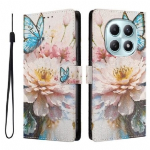 Flip Case Leren Xiaomi Redmi Note 15 5g Vlinder En Bloemen