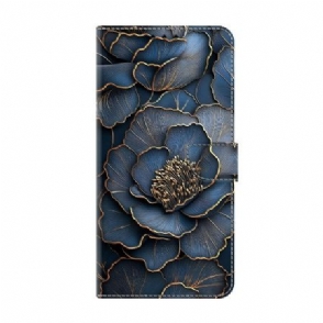 Folio-hoesje Xiaomi Redmi Note 15 5g Blauw-gouden Pioenroos
