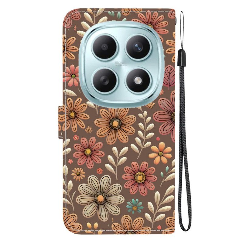 Folio-hoesje Xiaomi Redmi Note 15 5g Telefoonhoesje Bruine Bloemen