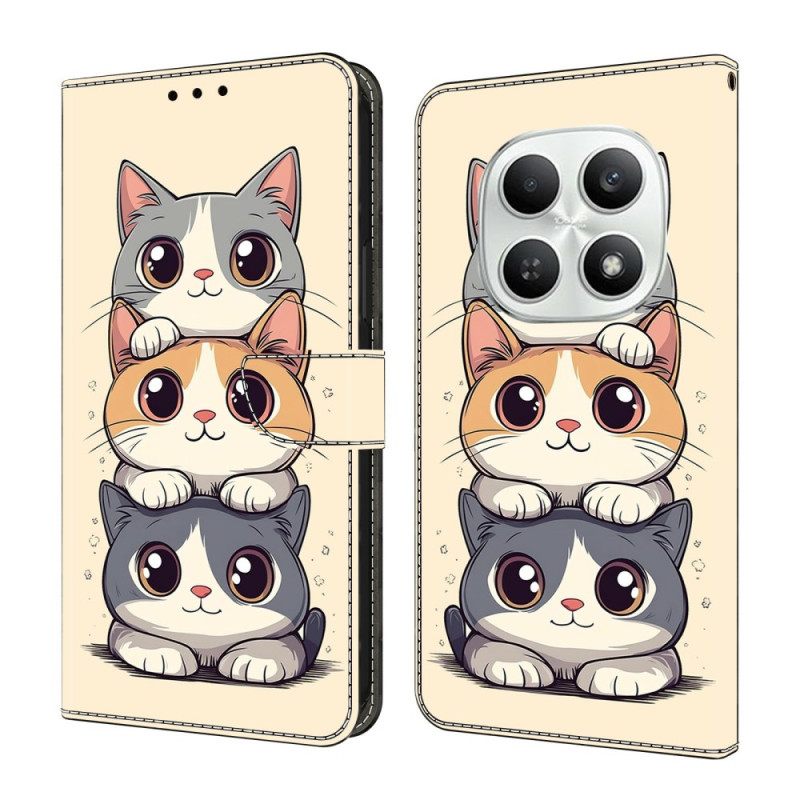 Folio-hoesje Xiaomi Redmi Note 15 5g Telefoonhoesje Gestapelde Katten