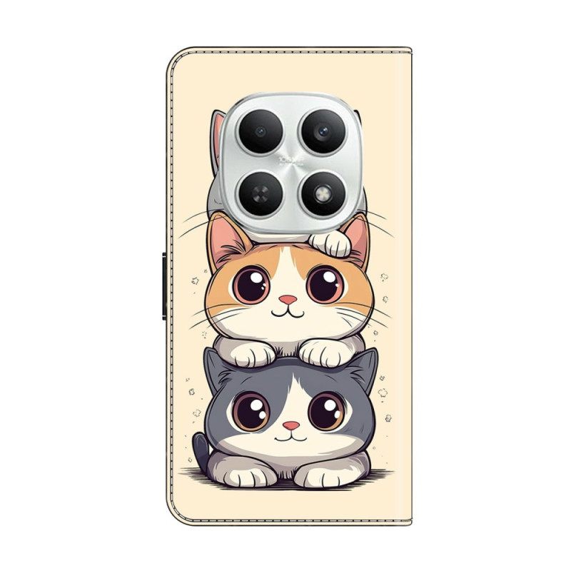 Folio-hoesje Xiaomi Redmi Note 15 5g Telefoonhoesje Gestapelde Katten