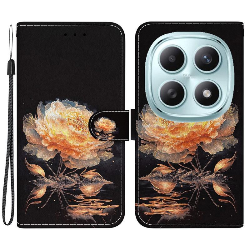 Folio-hoesje Xiaomi Redmi Note 15 5g Telefoonhoesje Gouden Pioenroos