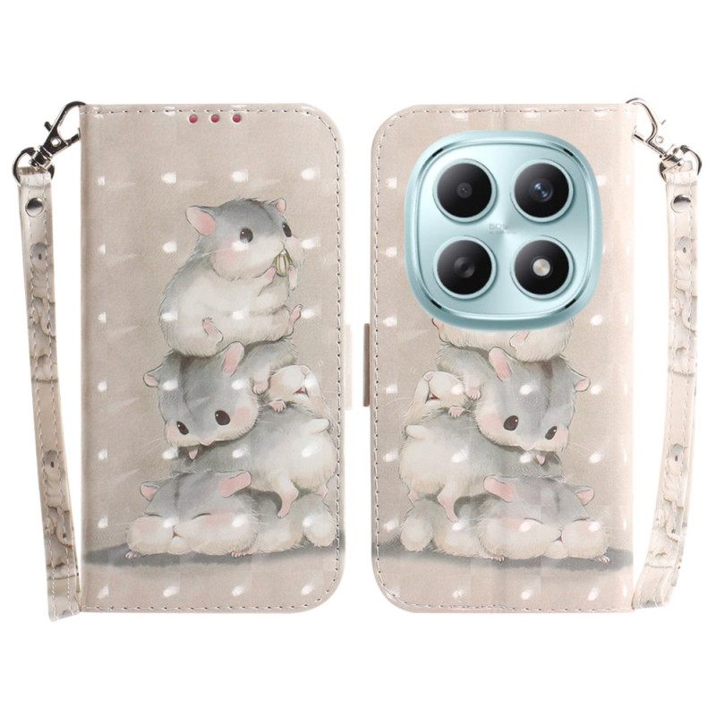 Folio-hoesje Xiaomi Redmi Note 15 5g Telefoonhoesje Hamsters Met Koord