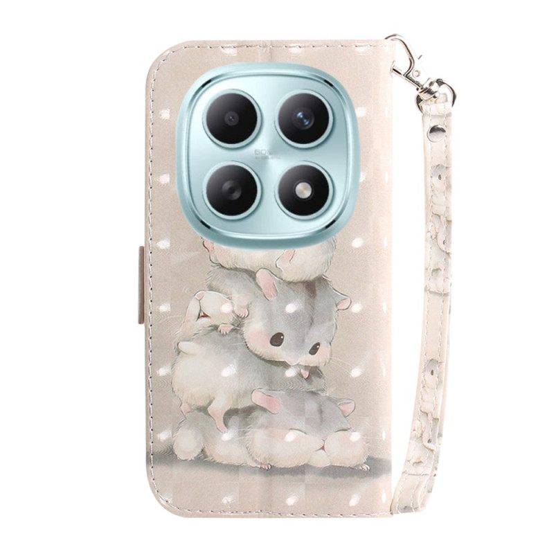 Folio-hoesje Xiaomi Redmi Note 15 5g Telefoonhoesje Hamsters Met Koord