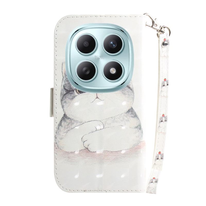 Folio-hoesje Xiaomi Redmi Note 15 5g Telefoonhoesje Schattige Kat Met Koord