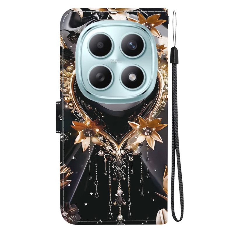 Folio-hoesje Xiaomi Redmi Note 15 5g Telefoonhoesje Zwart En Goud Hart