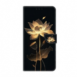 Leren Hoesje Voor Xiaomi Redmi Note 15 5g Gouden Lotus