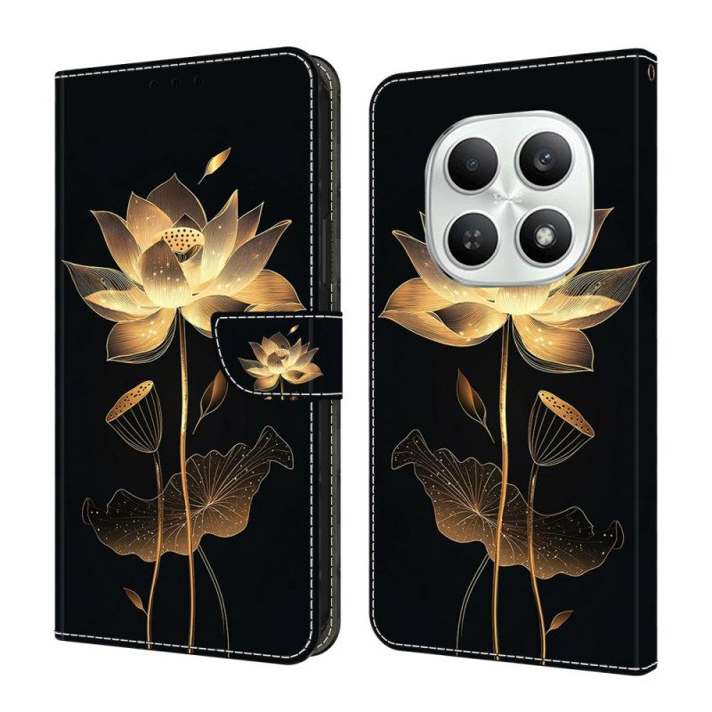 Leren Hoesje Voor Xiaomi Redmi Note 15 5g Gouden Lotus