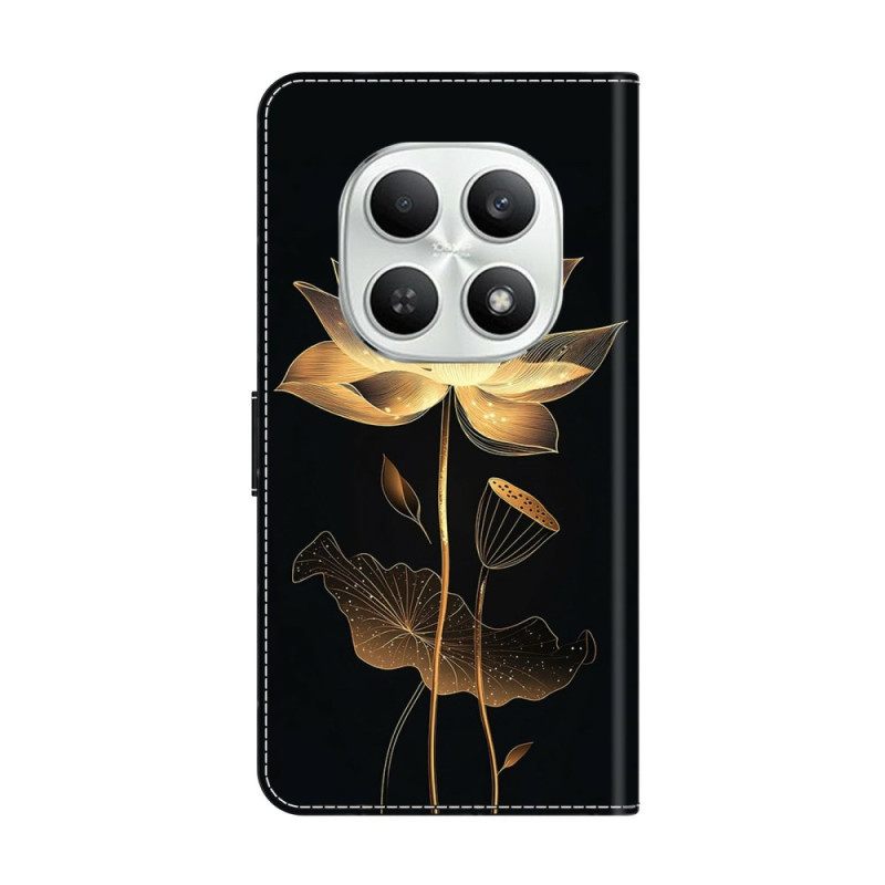 Leren Hoesje Voor Xiaomi Redmi Note 15 5g Gouden Lotus