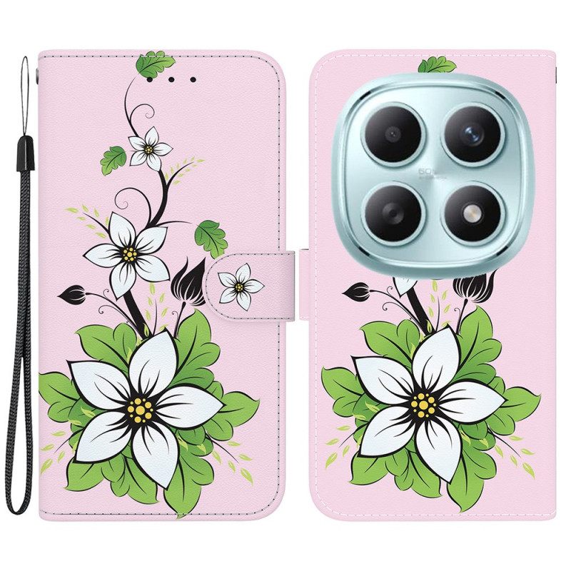 Leren Hoesje Voor Xiaomi Redmi Note 15 5g Leliepatroon