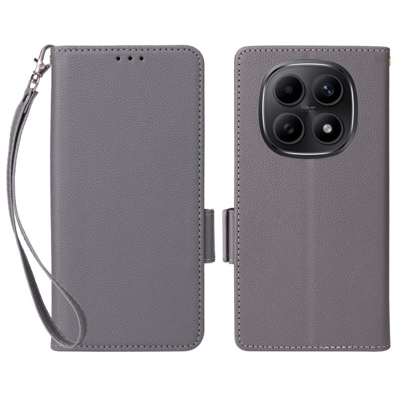 Leren Hoesje Voor Xiaomi Redmi Note 15 5g Lychee-textuur Met Bandje