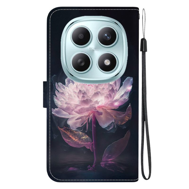 Leren Hoesje Voor Xiaomi Redmi Note 15 5g Paarse Pioenroos