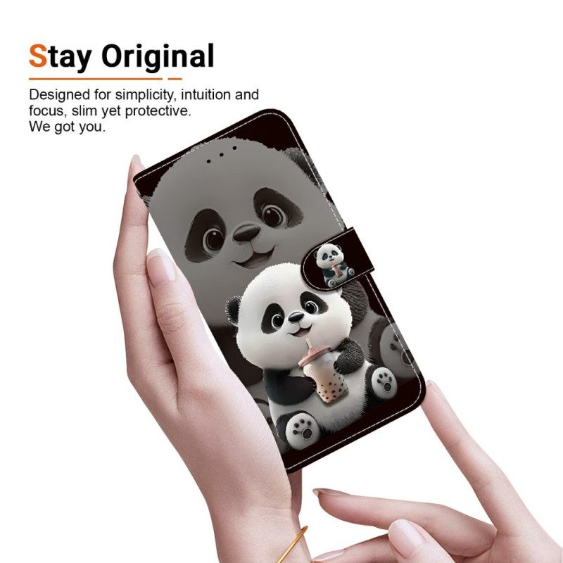 Leren Hoesje Voor Xiaomi Redmi Note 15 5g Panda Melkthee