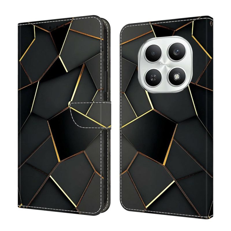 Leren Hoesje Voor Xiaomi Redmi Note 15 5g Zwart-gouden Patroon