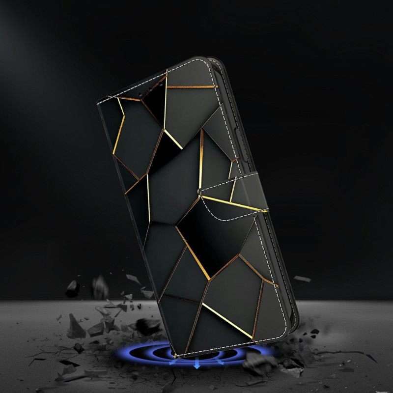 Leren Hoesje Voor Xiaomi Redmi Note 15 5g Zwart-gouden Patroon