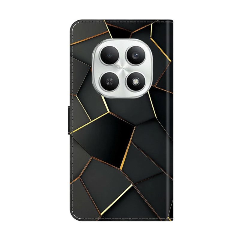 Leren Hoesje Voor Xiaomi Redmi Note 15 5g Zwart-gouden Patroon