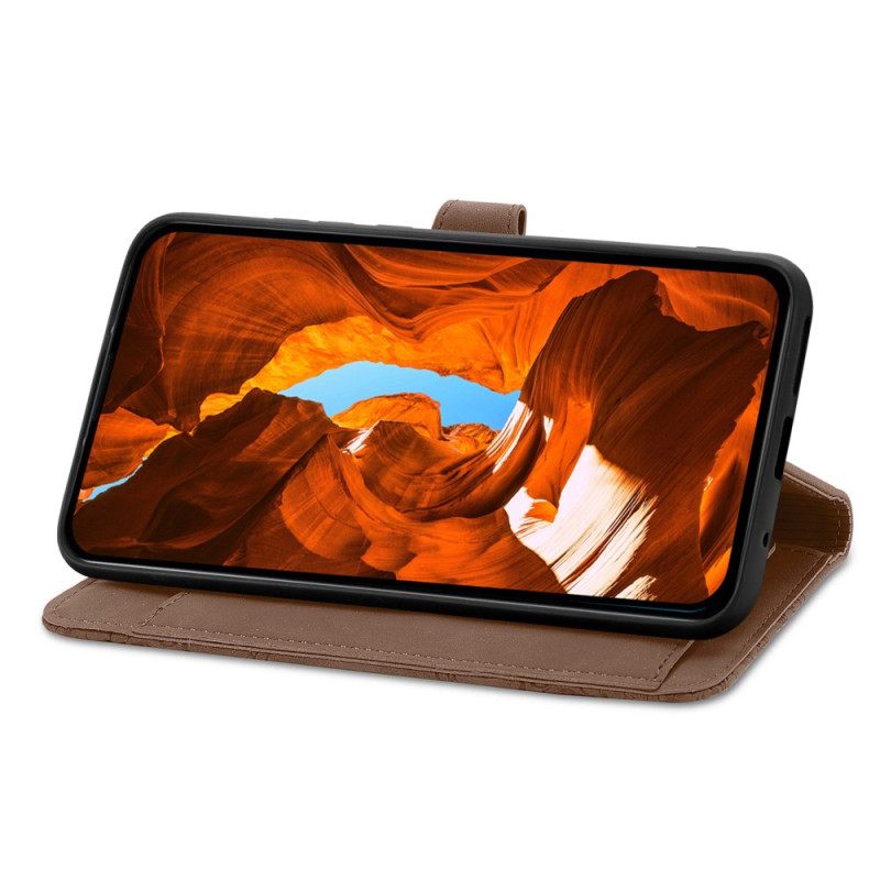 Leren Hoesje Xiaomi Redmi Note 15 5g Bloemenkanten Bandje