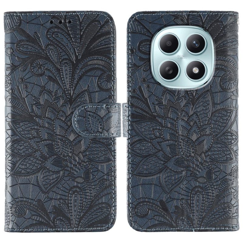 Leren Hoesje Xiaomi Redmi Note 15 5g Bloemenkantpatroon