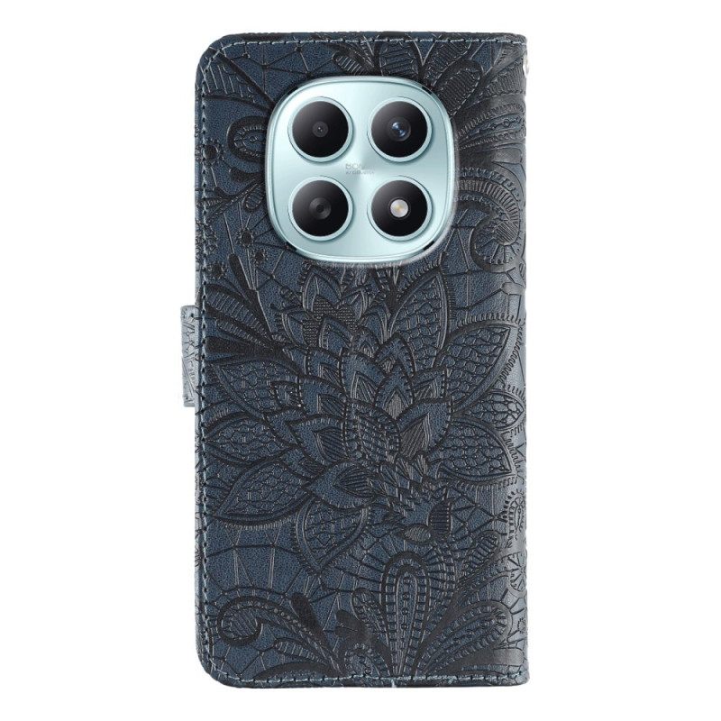 Leren Hoesje Xiaomi Redmi Note 15 5g Bloemenkantpatroon