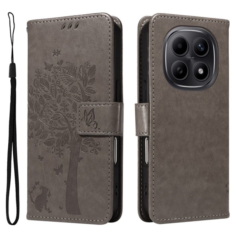 Leren Hoesje Xiaomi Redmi Note 15 5g Kat En Boompatroon Bescherming Hoesje