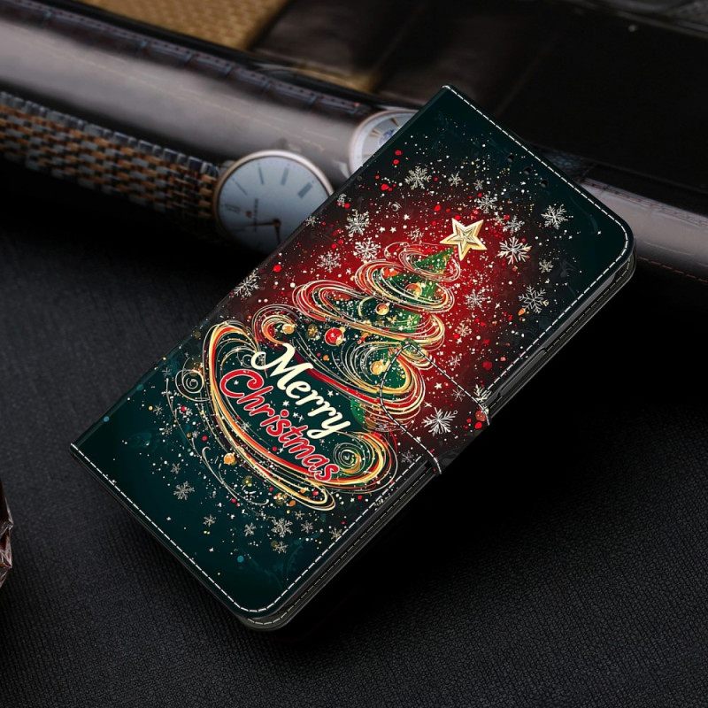 Leren Hoesje Xiaomi Redmi Note 15 5g Kerstboom Bescherming Hoesje