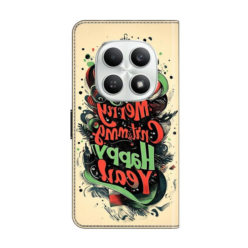 Leren Hoesje Xiaomi Redmi Note 15 5g Kerstgraffiti Bescherming Hoesje