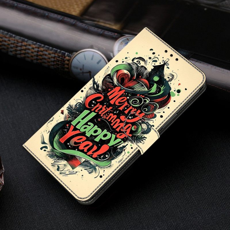Leren Hoesje Xiaomi Redmi Note 15 5g Kerstgraffiti Bescherming Hoesje