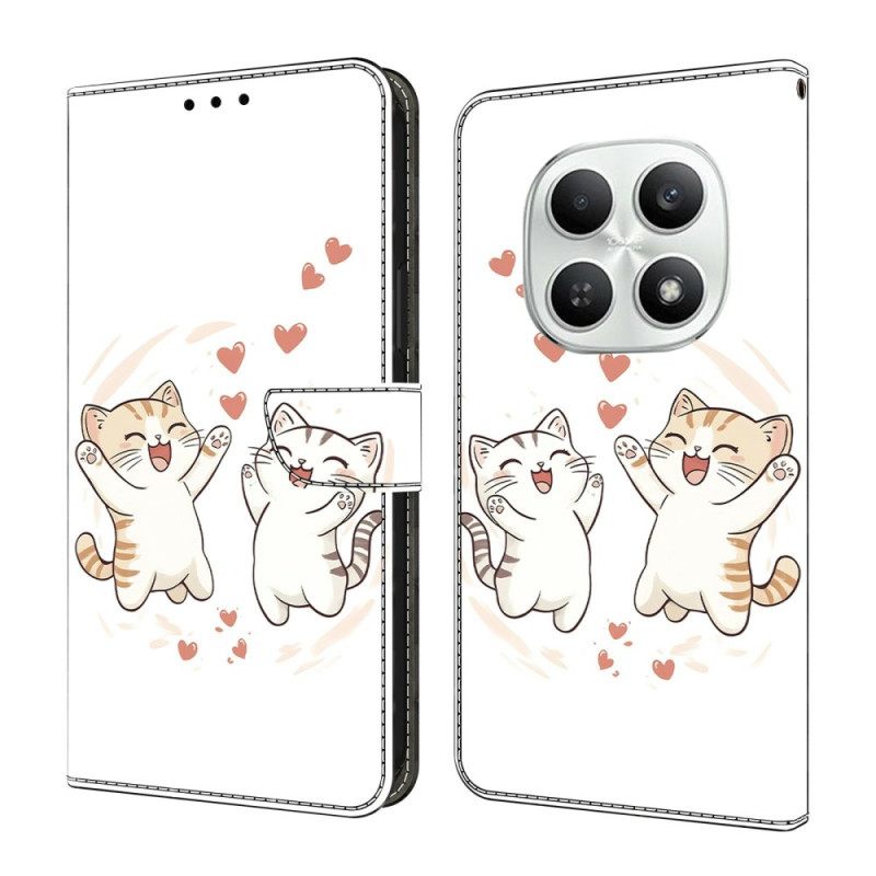 Leren Hoesje Xiaomi Redmi Note 15 5g Leuke Katten Bescherming Hoesje