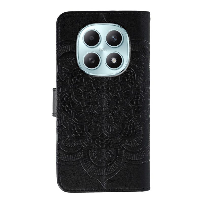 Leren Hoesje Xiaomi Redmi Note 15 5g Mandala En Strass-steentjes Bescherming Hoesje