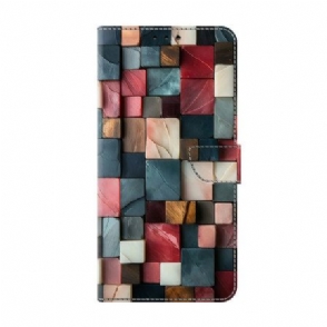 Leren Hoesje Xiaomi Redmi Note 15 5g Met Opvouwbare Standaard - Kleurrijk Baksteenpatroon