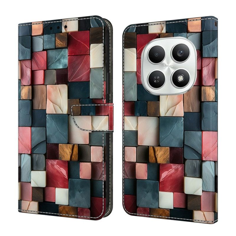 Leren Hoesje Xiaomi Redmi Note 15 5g Met Opvouwbare Standaard - Kleurrijk Baksteenpatroon