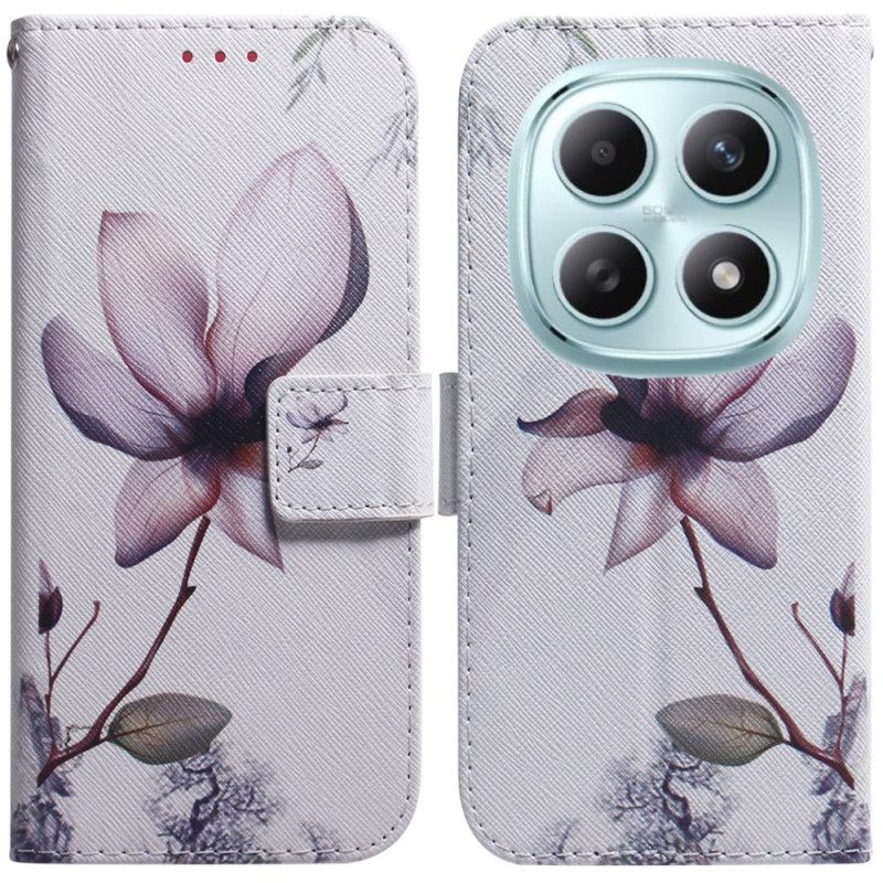 Leren Hoesje Xiaomi Redmi Note 15 5g Roze Bloem Bescherming Hoesje