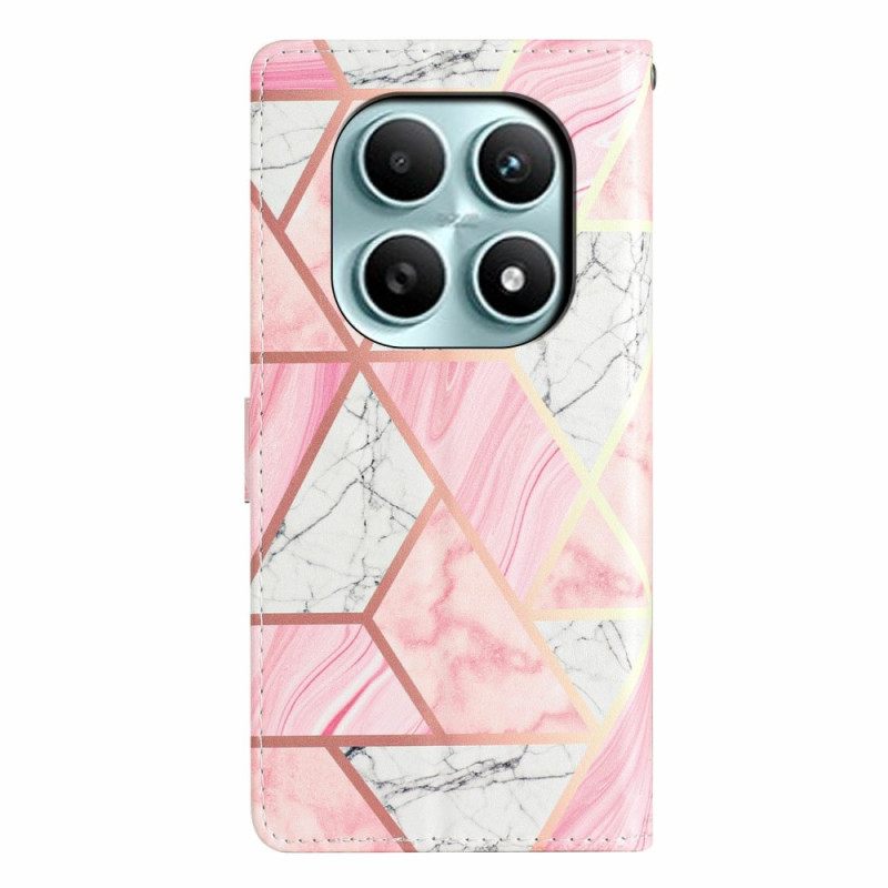 Leren Hoesje Xiaomi Redmi Note 15 5g Roze Marmer