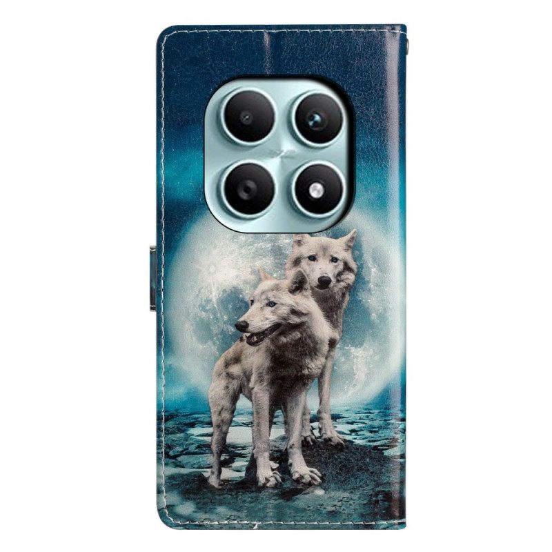 Leren Hoesje Xiaomi Redmi Note 15 5g Twee Wolven Bescherming Hoesje