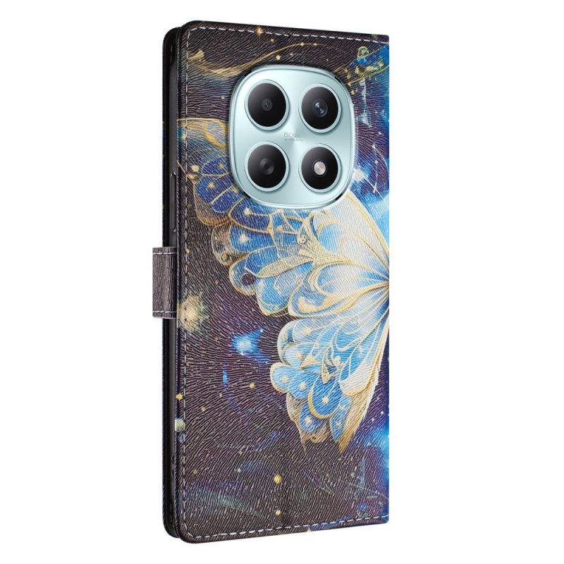 Leren Hoesje Xiaomi Redmi Note 15 5g Vlinder Met Sterren Bescherming Hoesje