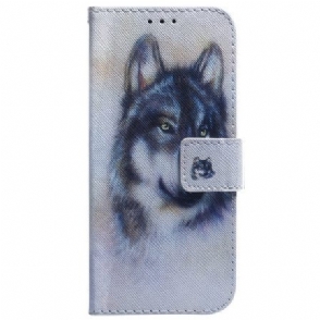 Leren Hoesje Xiaomi Redmi Note 15 5g Wolf In Aquarel