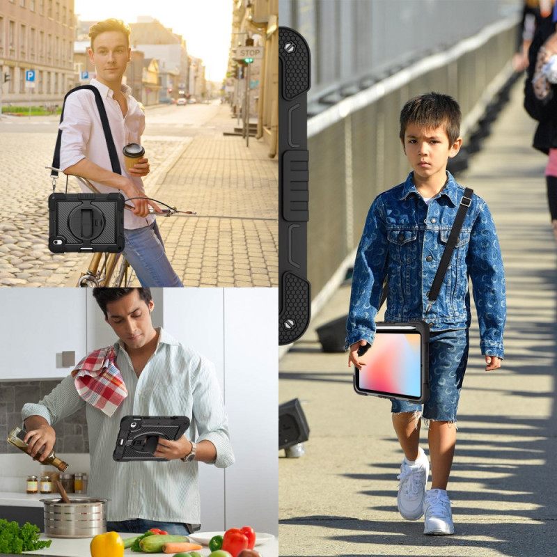 Cover Hoesje iPad (2025) Telefoonhoesje Tweekleurige Standaard En Schouderband