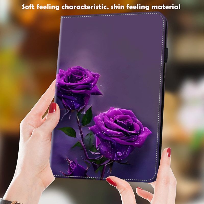 Cover iPad (2025) Paarse Rozen