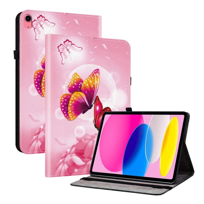 Cover iPad (2025) Roze Vlinders Bescherming Hoesje