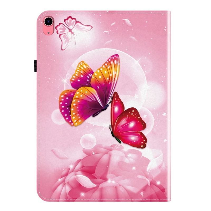 Cover iPad (2025) Roze Vlinders Bescherming Hoesje