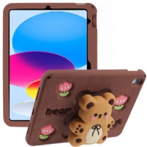 Cover iPad (2025) Teddybeerstandaard En Tulpmotief Bescherming Hoesje