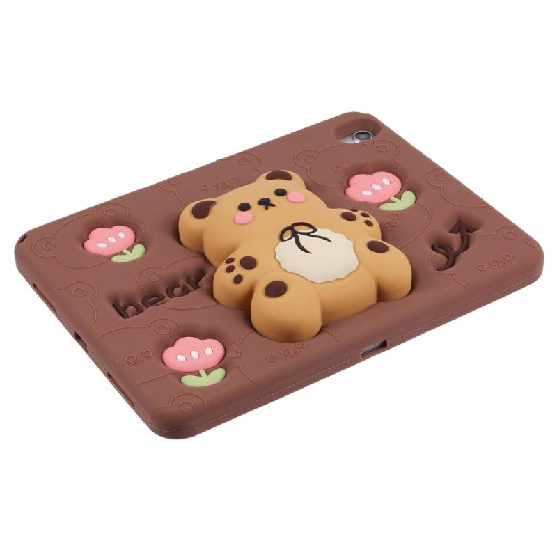 Cover iPad (2025) Teddybeerstandaard En Tulpmotief Bescherming Hoesje