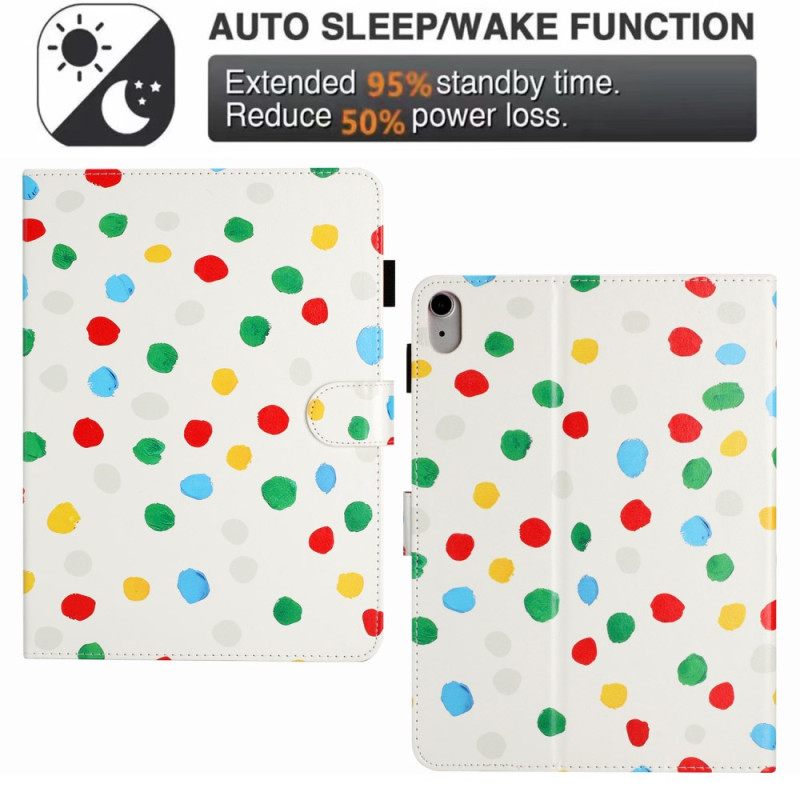 Flip Case Leren iPad (2025) Polka Dots