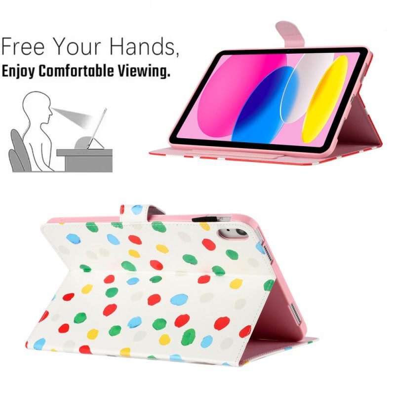 Flip Case Leren iPad (2025) Polka Dots