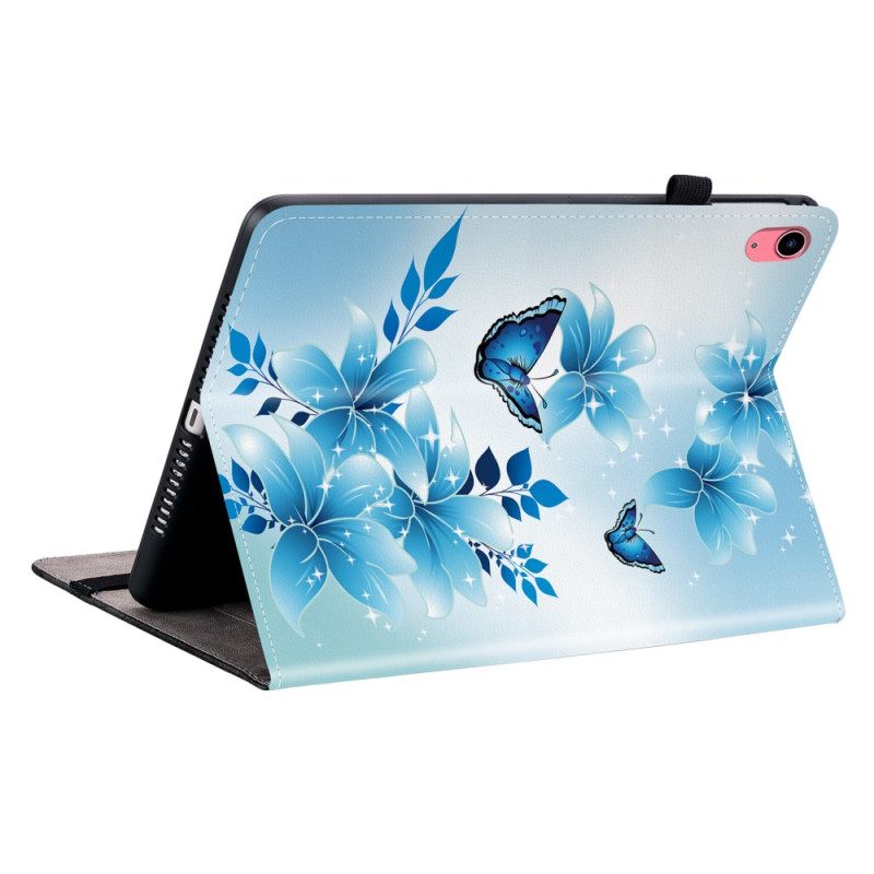 Hoesje Case iPad (2025) Telefoonhoesje Blauwe Vlinders En Bloemen